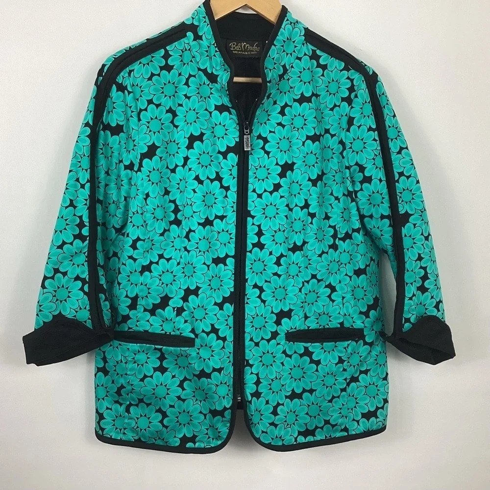 Bob Mackie Wearable Art Floral Zipper Jacket Medium